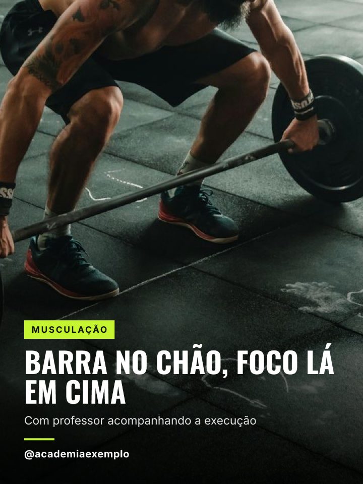 Arte de exemplo: barra no chão, foco lá em cima